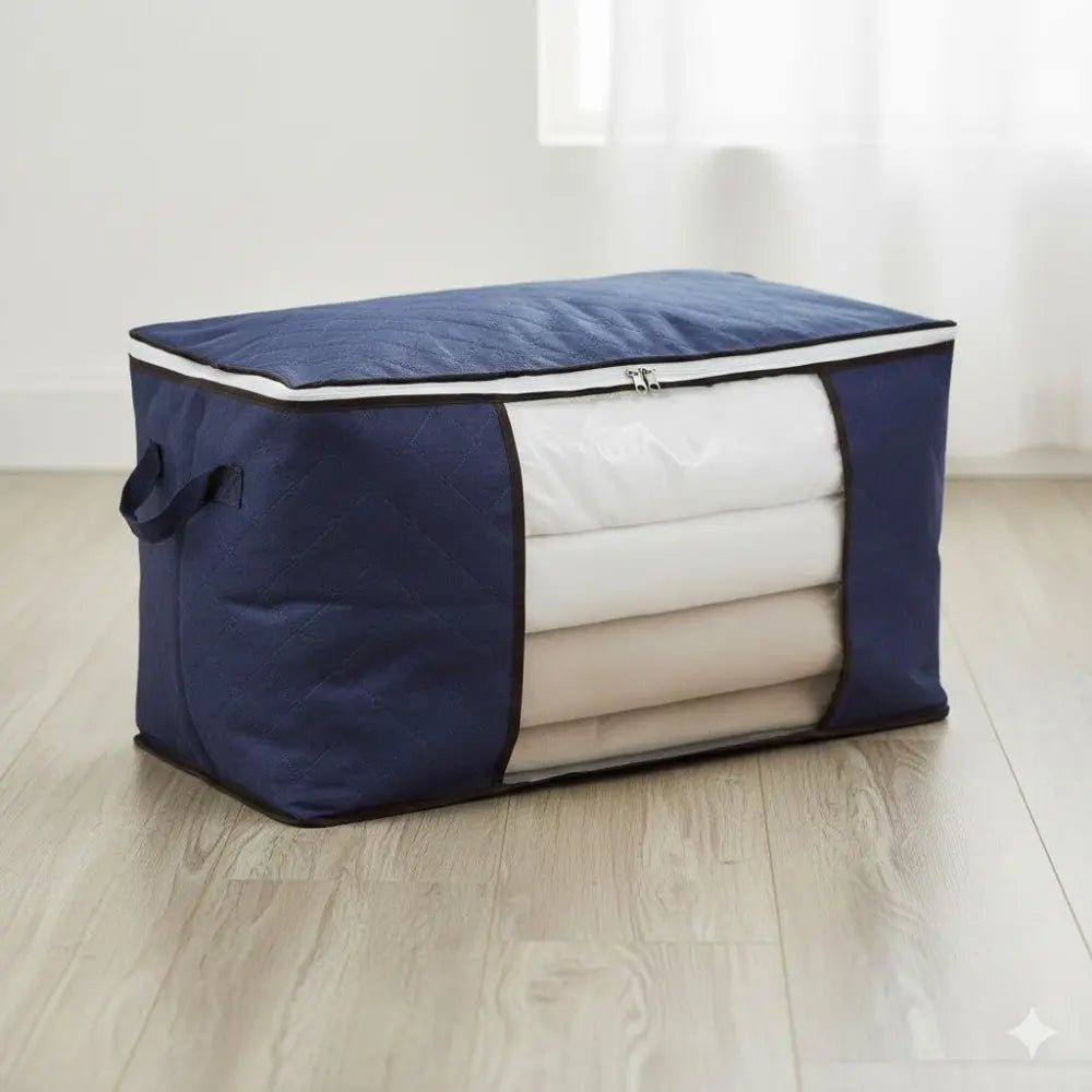 Collapsible Waterproof Clothes Storage Bag with Clear Window. Oxford Fabric, Moisture/Mold/Dust Proof. Multi-Size Options for Closet Organization. All-Season Wardrobe Storage Solution. Clothing Storage Bags