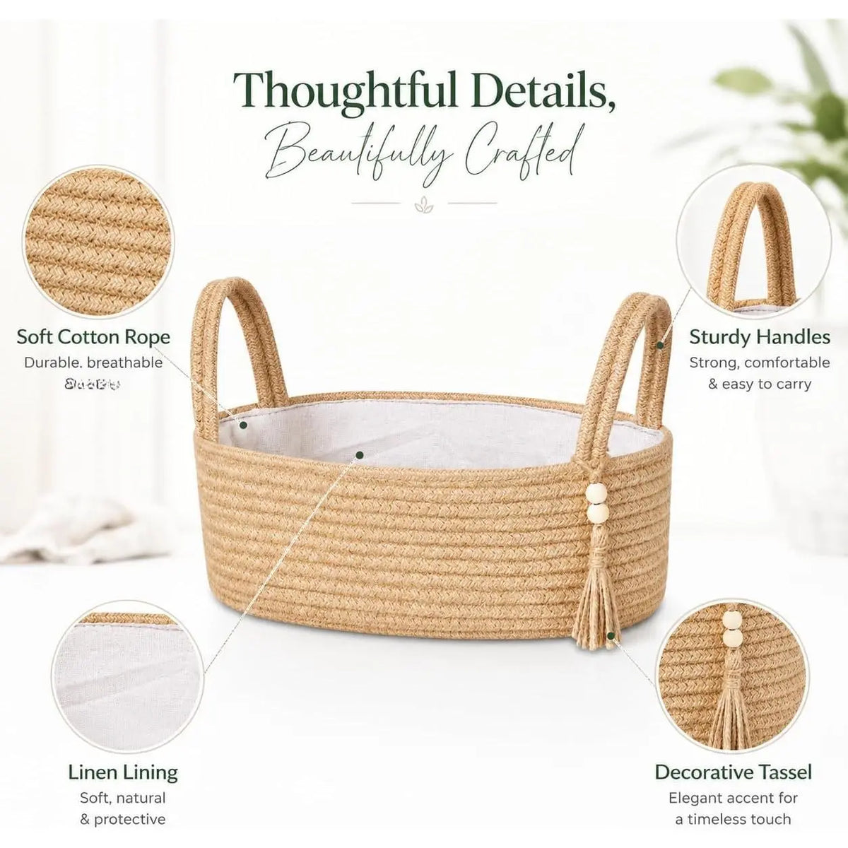 Small Storage Basket, Jute Rope Woven Toilet Paper Tray Organizer for Toilet  Top, Boho Bathroom Decor Holder for Shelf Bedroom Living Room -13x6x4 Inches