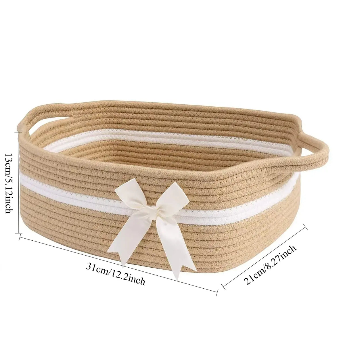 Gift Basket Small Woven Rope Basket for Cute Storage, Rectangular Shelf Basket for Bathroom, Organize Diapers Towels Snacks, Perfect Kids Gift, Basket Organizer