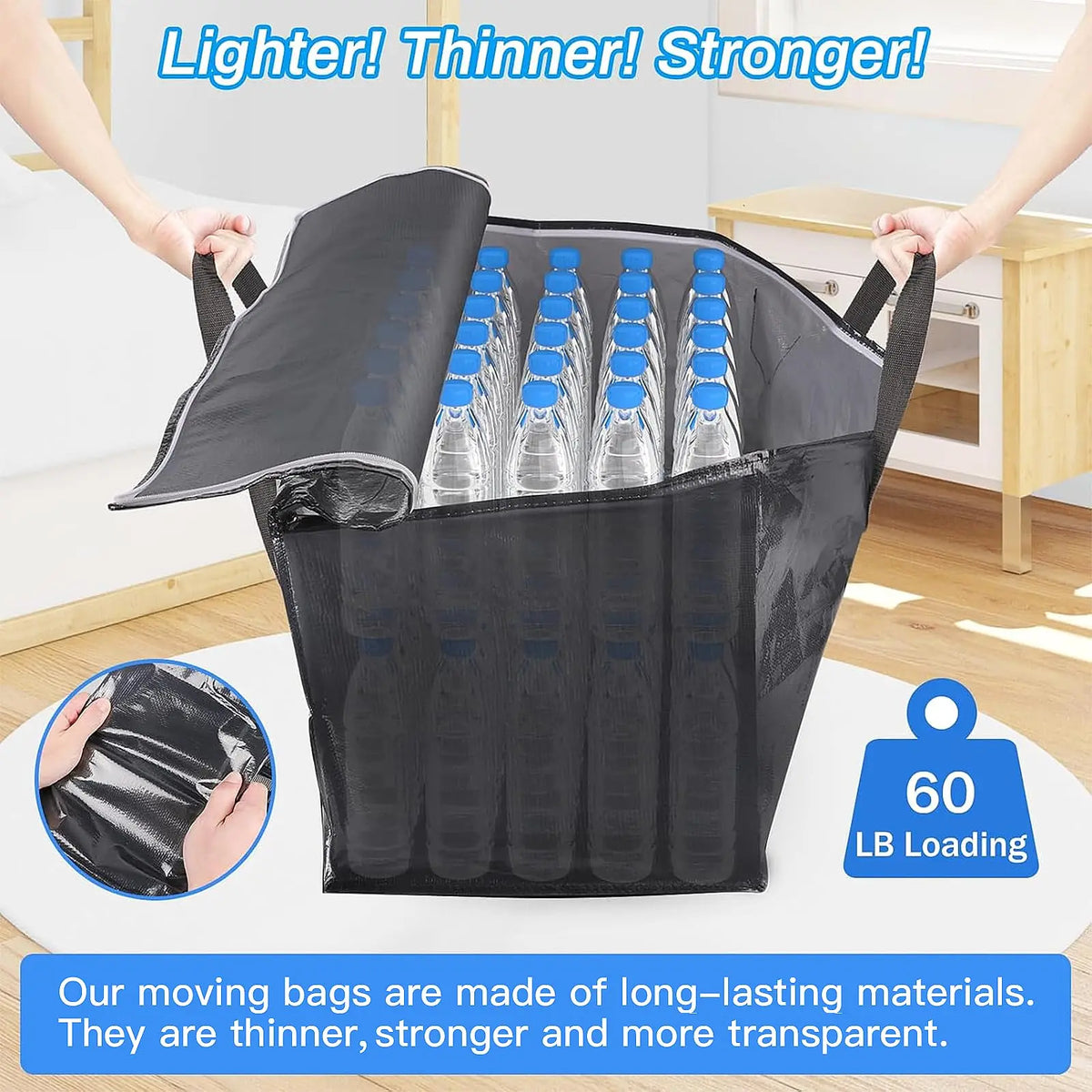 【New】6-Pack Grey Durable Large Collapsible Storage Bags for Families - Bulk Pack, Multipurpose Storage, Moving Alternative, Visible Labels, Padded Stitching Reinforced Handles, Space-Saving Home Organizer Essentials