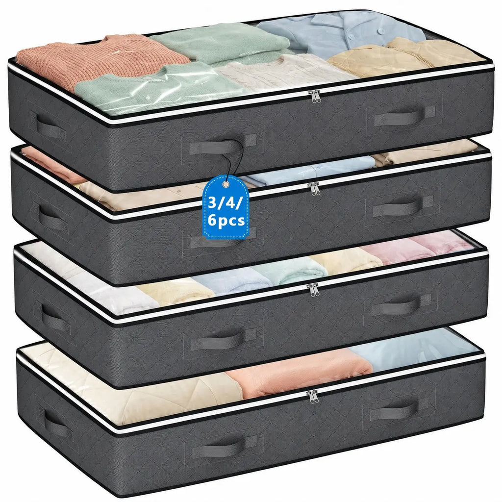 90L Under Bed Storage Containers, Foldable Closet Organizers, Storage Bins, Organizer Bags, Bedding Storage, Space Saving Bags, Fabric Storage Bag for Linen, Blankets, Clothes, Pillows, Wrapping Paper