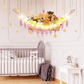 Stuffed  Hammock with LED Light,  Hammock for Stuffed  Storage for  Room Decor, Stuffed  Hammock Corner, Pink