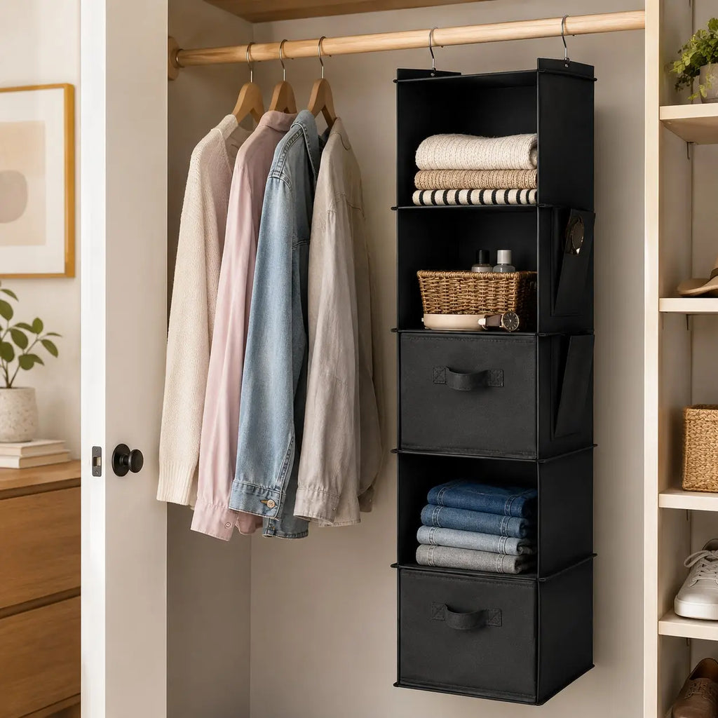 3pcs Drawer Hanging Bag Set, Foldable Hangable Closet Organizer for Home, Dormitory Storage Solution, Space-Saving Clothing Organizer