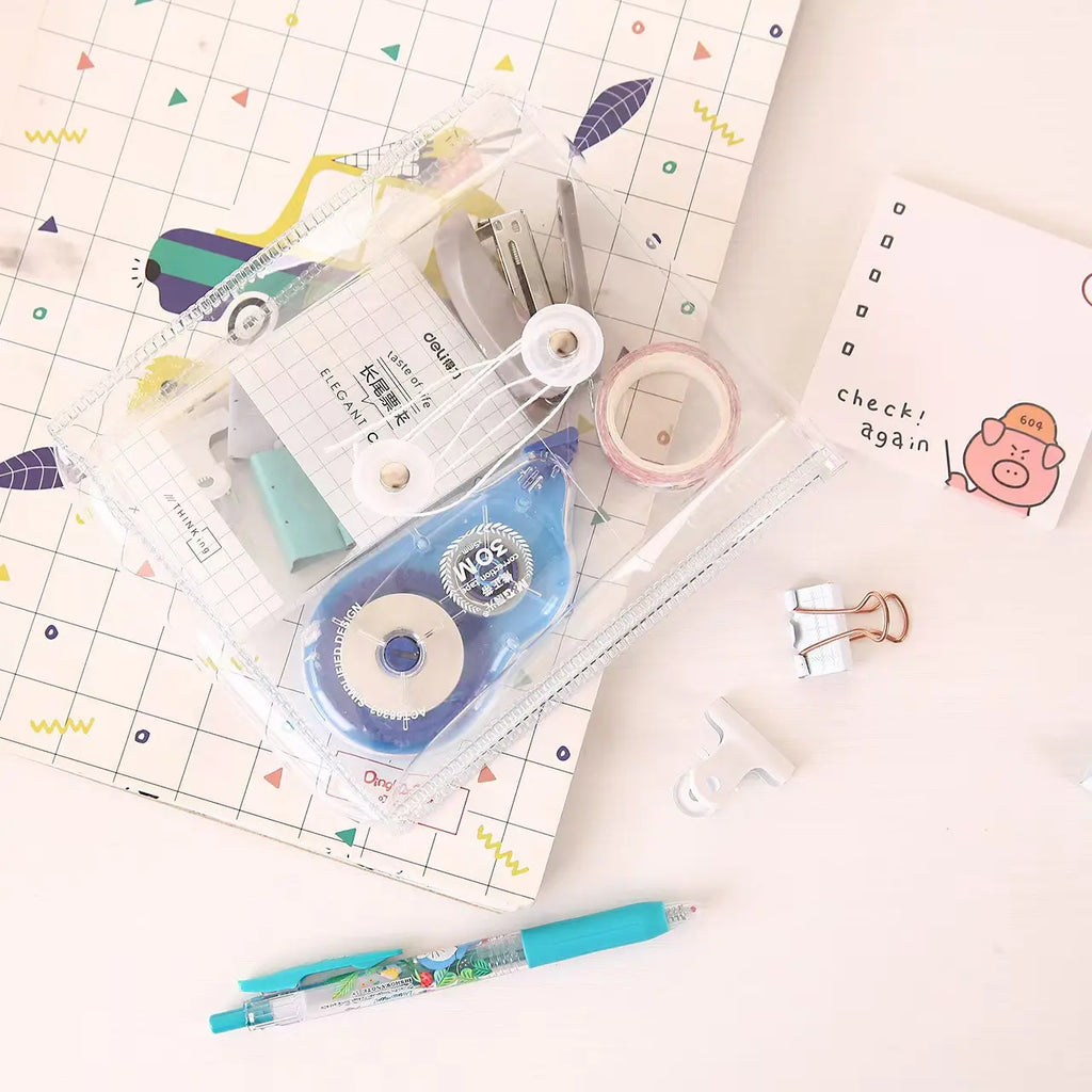 Style Transparent PVC Cable Organizer Bag, File Document Storage Pouch, Skincare Accessories Holder, Clear Wire Wrap Bag, Durable Pouch, Multifunctional Storage Solution, Organizers and Storage, Storage Bags
