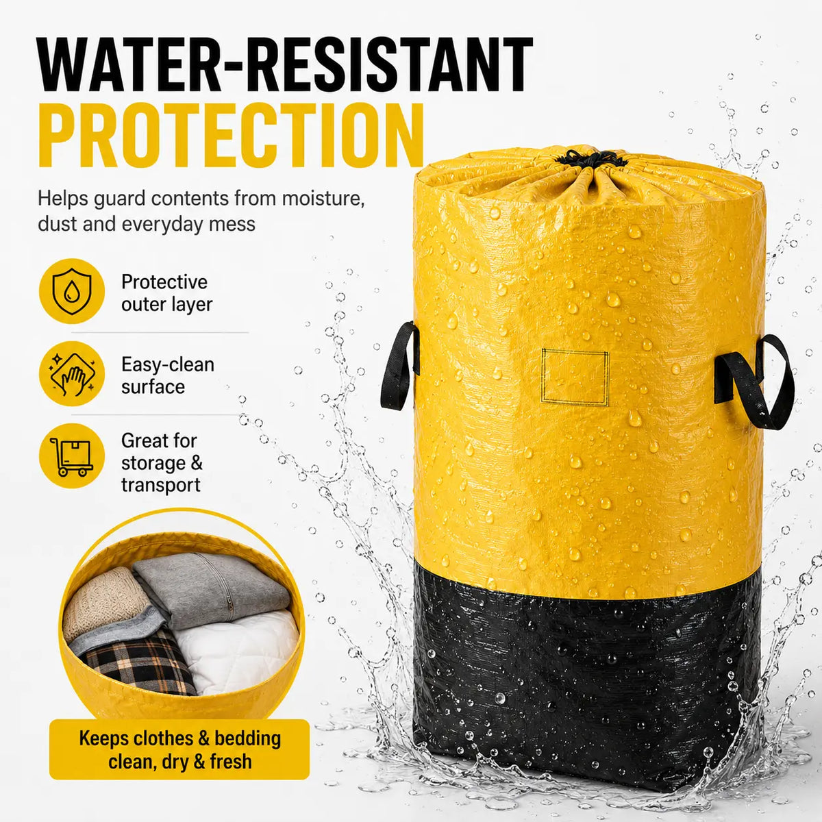 Extra Large Moving & Storage Bags (L, XL Sizes) - Waterproof, Sturdy, Solid, Heavy Duty Totes with Handle, Reinforced Handles, Foldable - Ideal for Bulky Items, Clothes, Blankets (Camping & Hiking Sleeping Gear)