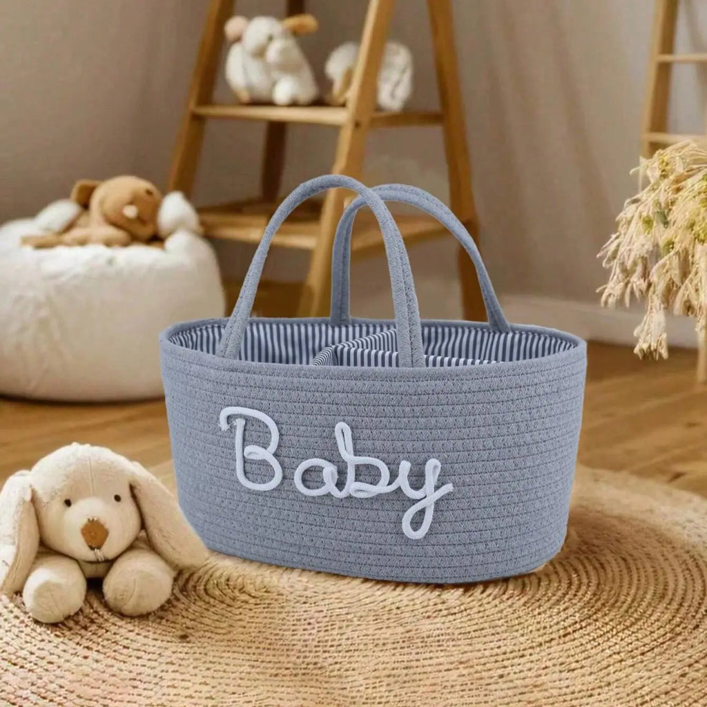 Baby Diaper Storage Basket, Toy Organizer Bin, Woven Compartment Detachable Portable, Nursery Essentials, Baby Care Accessories, Playroom Kidsroom Organizer, Removable Basket, Nursery Baskets, Storage for Organizing