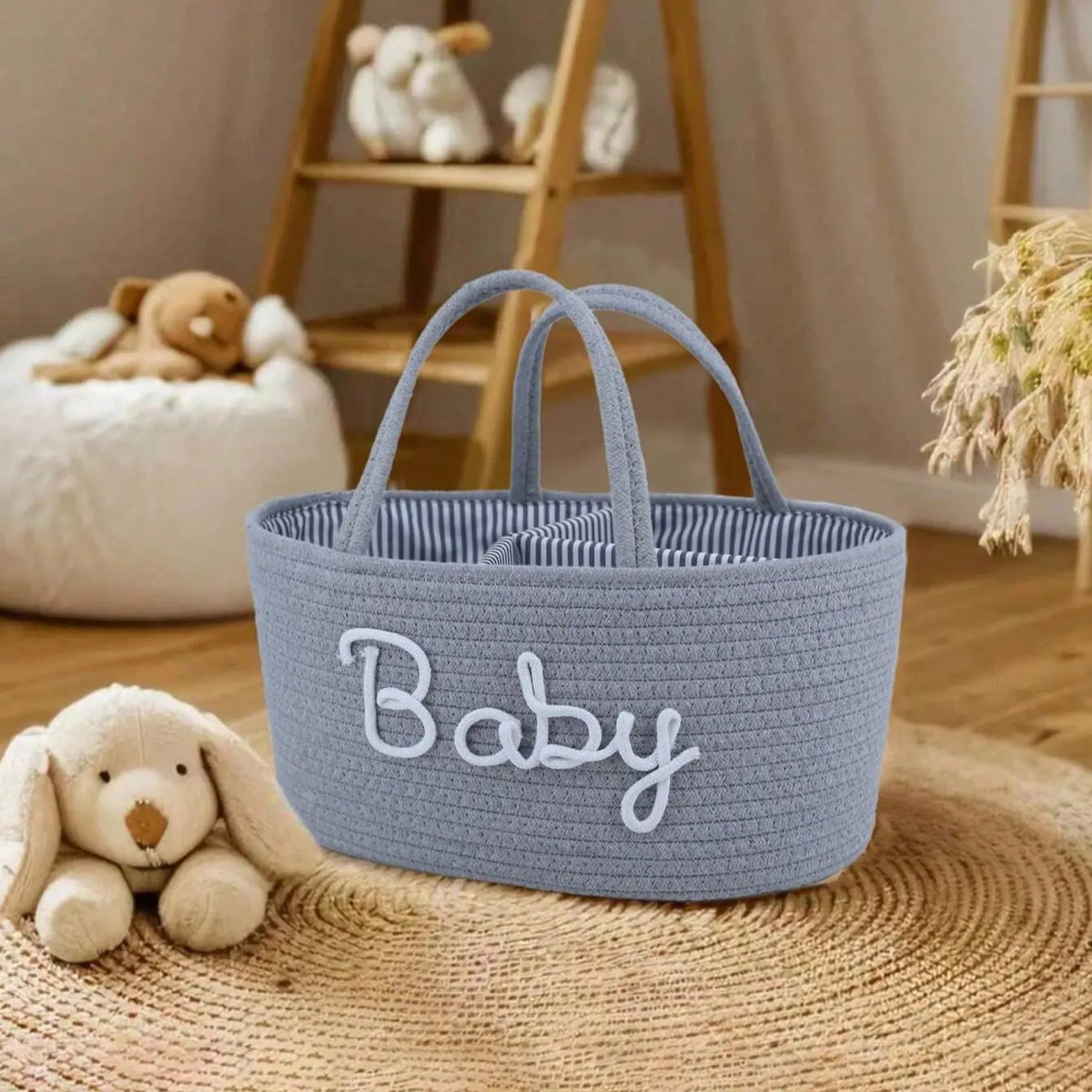 Baby Diaper Storage Basket, Toy Organizer Bin, Woven Compartment Detachable Portable, Nursery Essentials, Baby Care Accessories, Playroom Kidsroom Organizer, Removable Basket, Nursery Baskets, Storage for Organizing