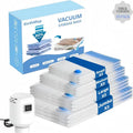 15 Pack Vacuum Storage Bags for Clothes Travel with Rechargeable Pump, Compression Space Saver Bags for Packing Luggage Closet and Seasonal Storage Organization Pockets Resealable Zipper Pouches