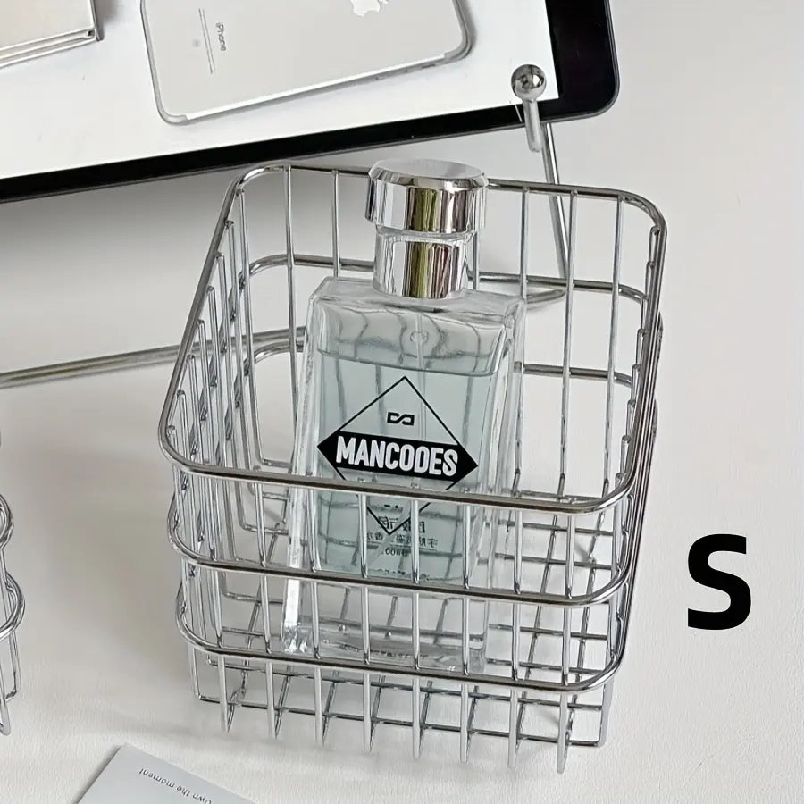 1/2pcs Contemporary Open-Weave Storage Basket - Multi-Purpose Organizer for Bathroom, Kitchen, Desk - Resistant, Sleek Design, Sturdy Construction, Bathroom Organizers And Storage, Home Organization, Organizer, Shelf Baskets