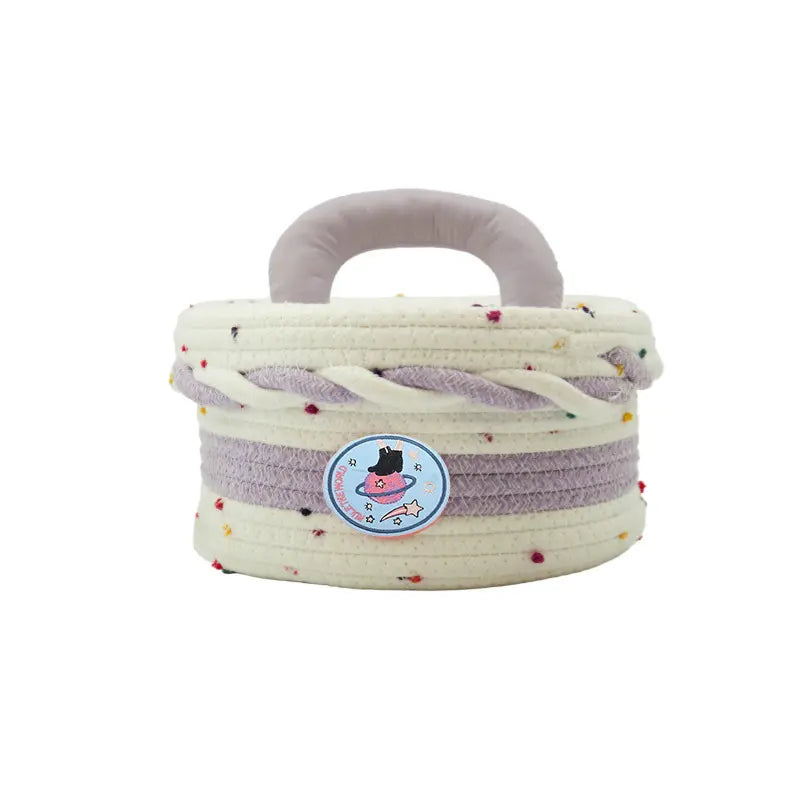 Cotton Fabric Home Storage Baskets - Multi-Size, Cute Design, Foldable, Handle-Equipped Household Organizers, Cappuccino (22*12), Pink & White Dopamine (22*19), Space-Saving Home Supplies