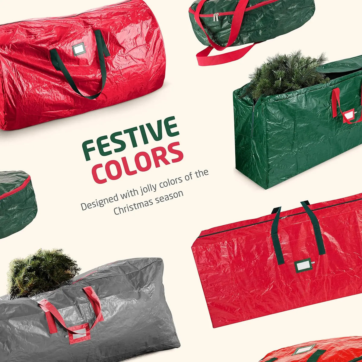 7.5 Ft Artificial Christmas Tree Storage Bag, Heavy-Duty Durable Waterproof Rain-proof Pack with Reinforced Handles, Full-Length Zipper for Easy Access (Home & Garden Organization Solution)