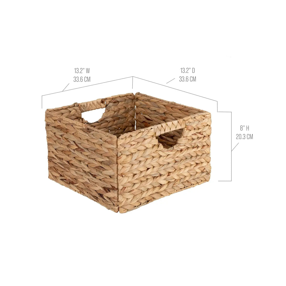 Classics Series 2-Pack Natural Water Hyacinth Handwoven 13.25x13.25in Square Laundry Baskets with Carrying Handles, Steel-Frame Portable Laundry Room Organizer, Home Organization Containers, Closet Baskets for Clothes Linen