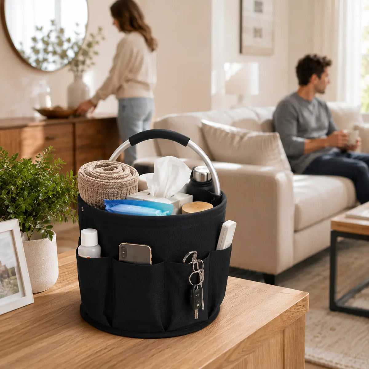 16L Portable Foldable Cleaning Caddy with Handle and Pockets, Space-Saving Household Organizer, Great for Daily Home Use, Car Trunk, Camping Picnic (Sports & Outdoor Essentials)