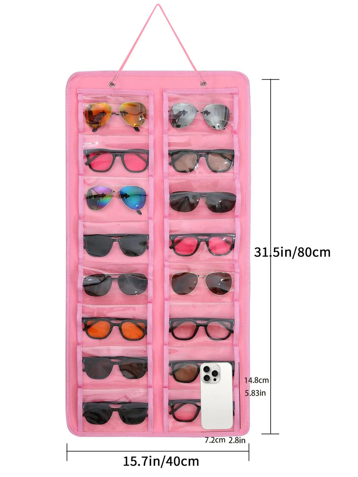 Dustproof Sunglasses Organiser, Wall Mounted Sunglasses Organiser, 16 Compartment Glasses Organiser, Space Saving Storage, Storage Pocket, Protection (Pouch Only), Organizers and Storage