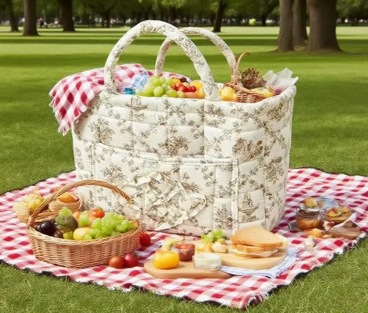 Colorful Floral Print Soft Cotton Weaving Basket - Lightweight, Collapsible, Large-Capacity Home Supplies Organizer Bin with Smooth Liner, Washable, Gentle on Clothes, Ideal for Organizing Backseat, Blankets, Toys, Weaving Basket For Blankets, Trunk‑Ready