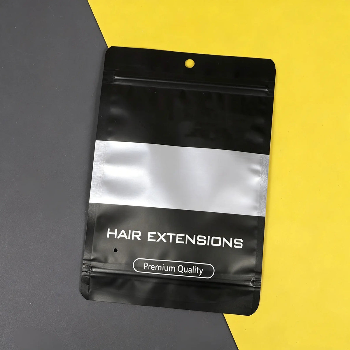 Single Pack Mylar Packaging Bag - 1 Resealable Frosted Window Foil Zipper Pouch for Hair Extensions Storage & Fashion Accessories