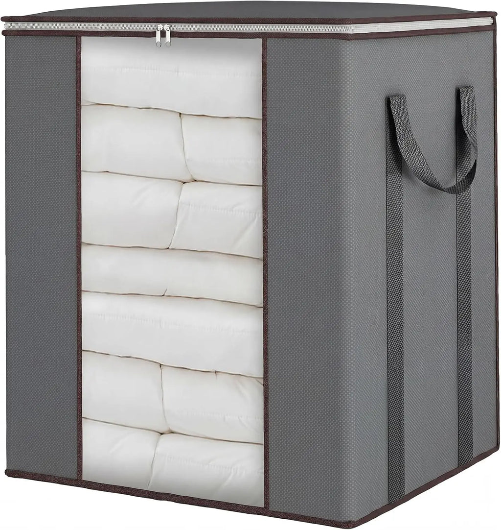 Extra Large Blanket Storage Bags 120L Comforter Storage Bags with Reinforced Handles Breathable Clothes Storage Containers for King Comforter Bedding Pillow Sheet Grey