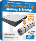 Heavy Duty PA+PE Blend Mattress Vacuum Seal Bag with Adjustable Straps, Double Zip, Foldable Dustproof Portable Storage Bags, Moving Compression Protection & Organization Aid for Vacuum Cleaner Use
