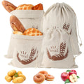 4Pcs Linen Bread Bags With Drawstring,Reusable Homemade Bread Container,Pastry Pouches, Food Pouch For Bread Baguette Fruit Vegetables,Hand Tools Kits,Springtok