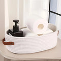 Woven Storage Basket, Multifunctional Bathroom Storage Basket with Handle, Bathroom Organizer for Toilet Paper, Towel, Soap, Shampoo, Toiletries Basket, Bathroom Baskets