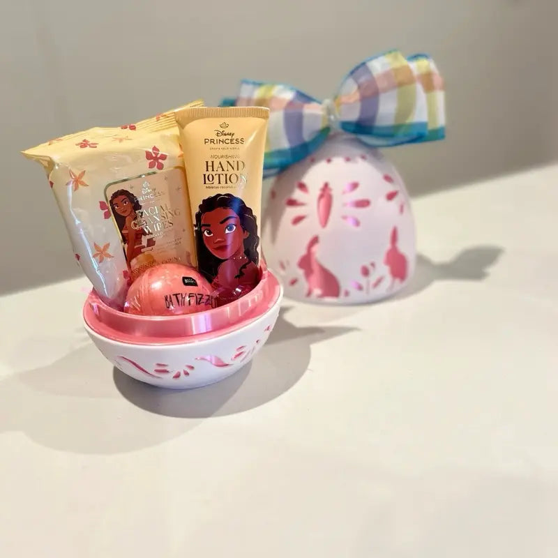 Easter Egg Basket/Container with Colorful Bow and Floral Design