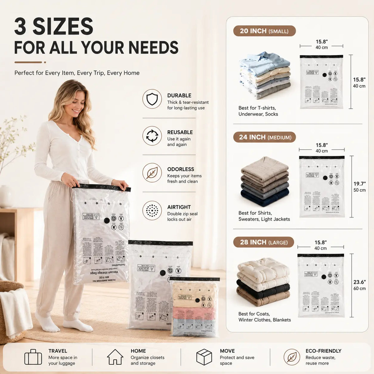 SUOCO Travel Vacuum Seal Bags Set with Rechargeable Electric Pump & Compression Packing Cubes, Water-Resistant Airtight Re-sealable Home Organiser for Luggage, Garage Storage, Cruises, Space-Saving Home Supply