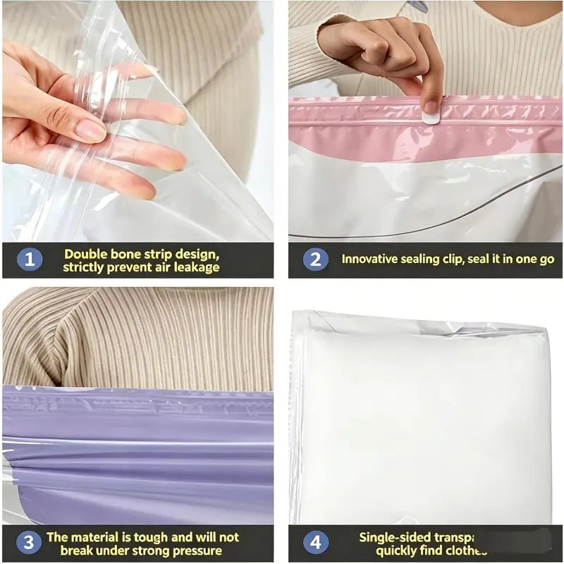 Pump free vacuum storage bags, Sealing Storage Bags, large storage compression bags, heavy-duty clothing compression seals, compression seals, no need for pumps. Save 80% space, perfect for bulky bedding (2 pieces M)