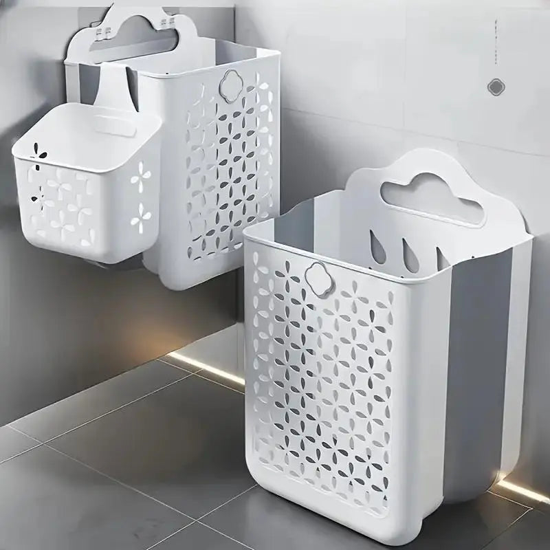 Folding Storage Basket, 1 Count Wall Mounted Telescopic Storage Basket, Space Saving and Convenient to Carry Storage Organizer for Home Bathroom Kitchen, Collapsible Storage Baskets, Foldable Storage Basket, Baskets for Organizing