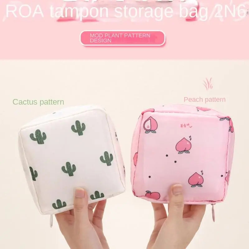 Cartoon Pattern Sanitary Napkin Storage Bag, 1 Count Portable Menstrual Pad Pouch Organiser, Small Zipper Space-Saving Bag for Outdoor Travel and Home, Organizing Supplies Portable Travel Organizer #GLOBAL PICKS