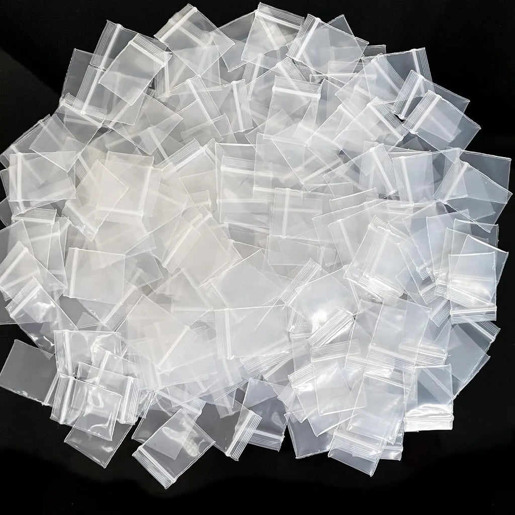 100pcs Collapsible Ziplock Storage Bags, 1.2"x1.2" 4 Mil Thick Reusable Plastic Mini Zipper Baggies for Pills, Jewelry Parts, Waterproof Home Organizer Pouch