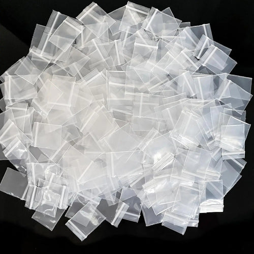 100pcs Collapsible Ziplock Storage Bags, 1.2"x1.2" 4 Mil Thick Reusable Plastic Mini Zipper Baggies for Pills, Jewelry Parts, Waterproof Home Organizer Pouch