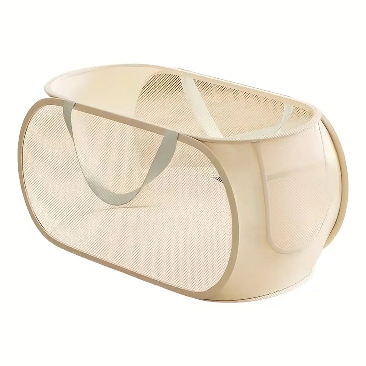 1pc Large Foldable Toy Storage Basket with Mesh Edges and Durable Handle, Fabric Organizer, Playroom Kidsroom Organizer, with Transparent Panel, Mesh Baskets, Basket with Handles