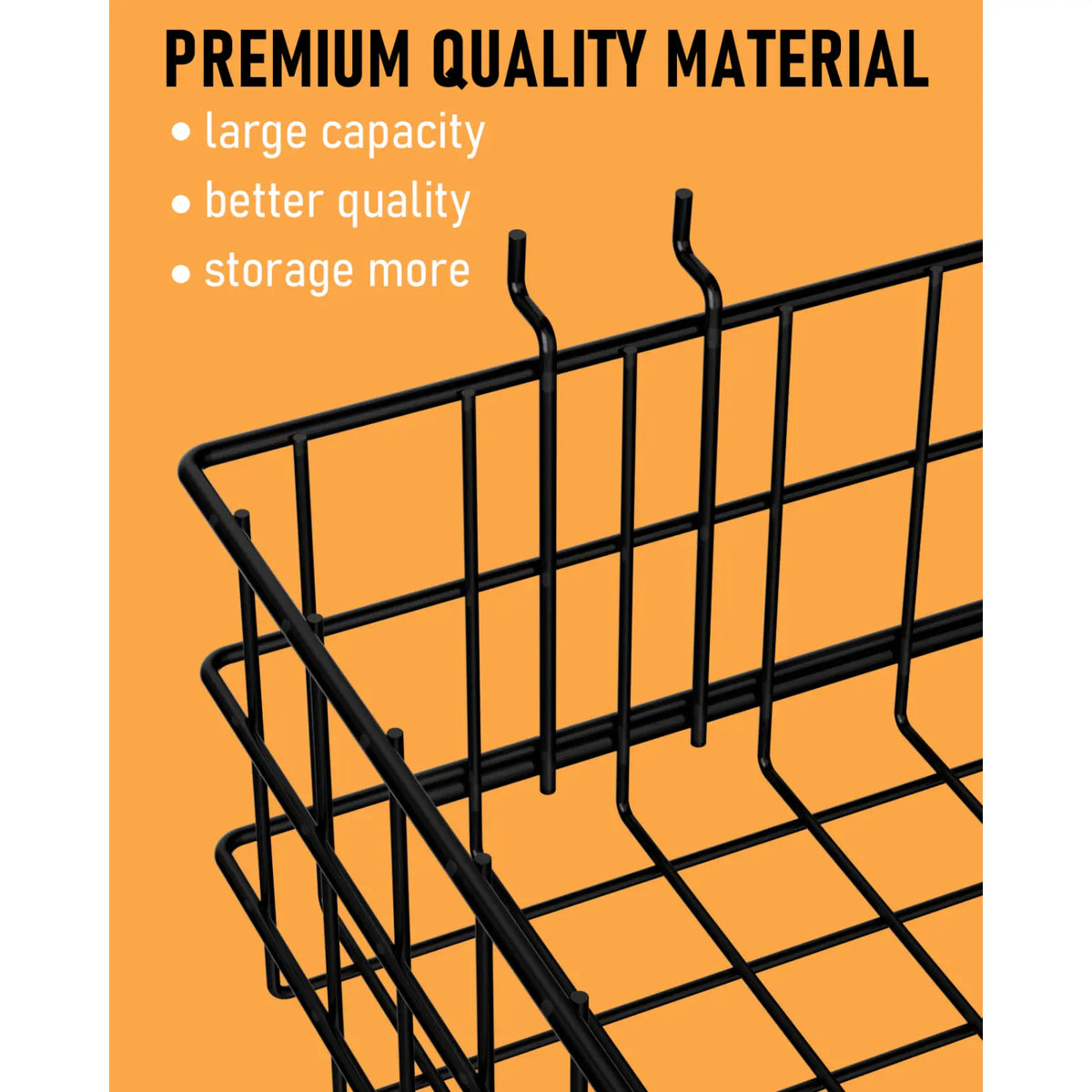 INCLY 4 Pack Pegboard Baskets Bins Set, 4 Size Square Style Black Metal Wire Basket for Any Peg Board Organizing Tools, Pegboard Accessories for Workbench Garage Wall Storage Attachments