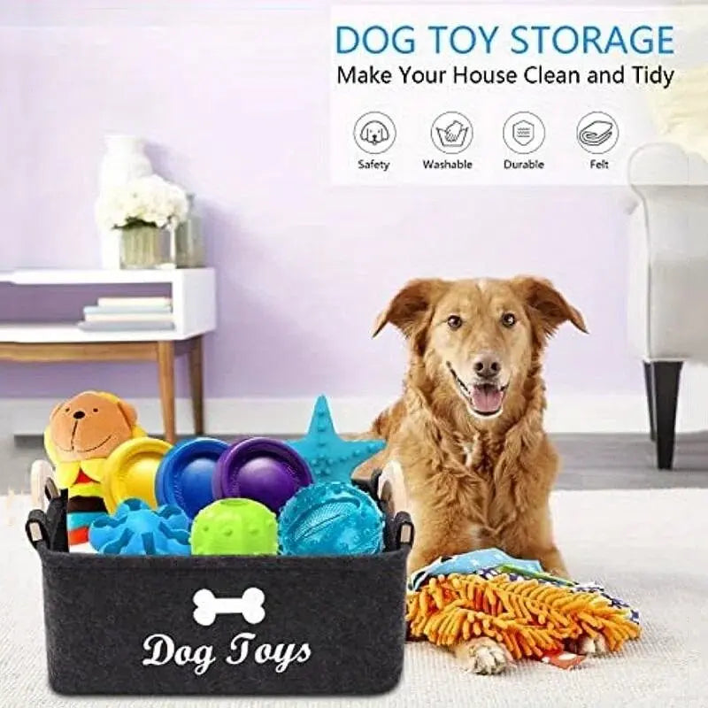 Dog Toy Basket, Specially Designed for Dog Toy Storage, Collapsible Dog Toy Box with Handle, Perfect for Storing Pet Toys and Accessories, Organiser, Foldable Storage Basket, Organizing Baskets