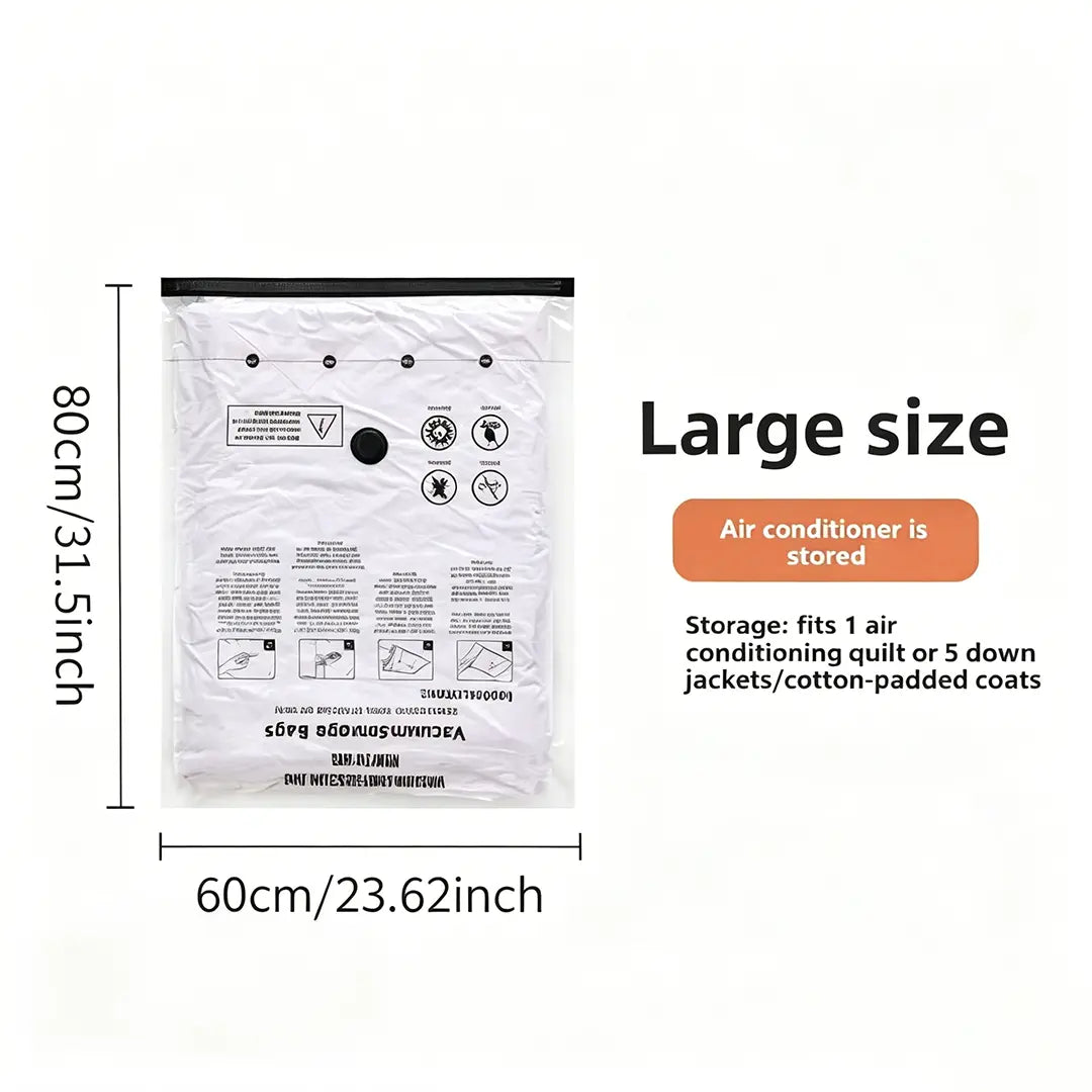 5-Pack Reusable Vacuum Storage Bags with Dual-Triple Valves & Manual Pump, Zipper Lock Home Organizer Bags for Clothing & Bedding, Travel & Move