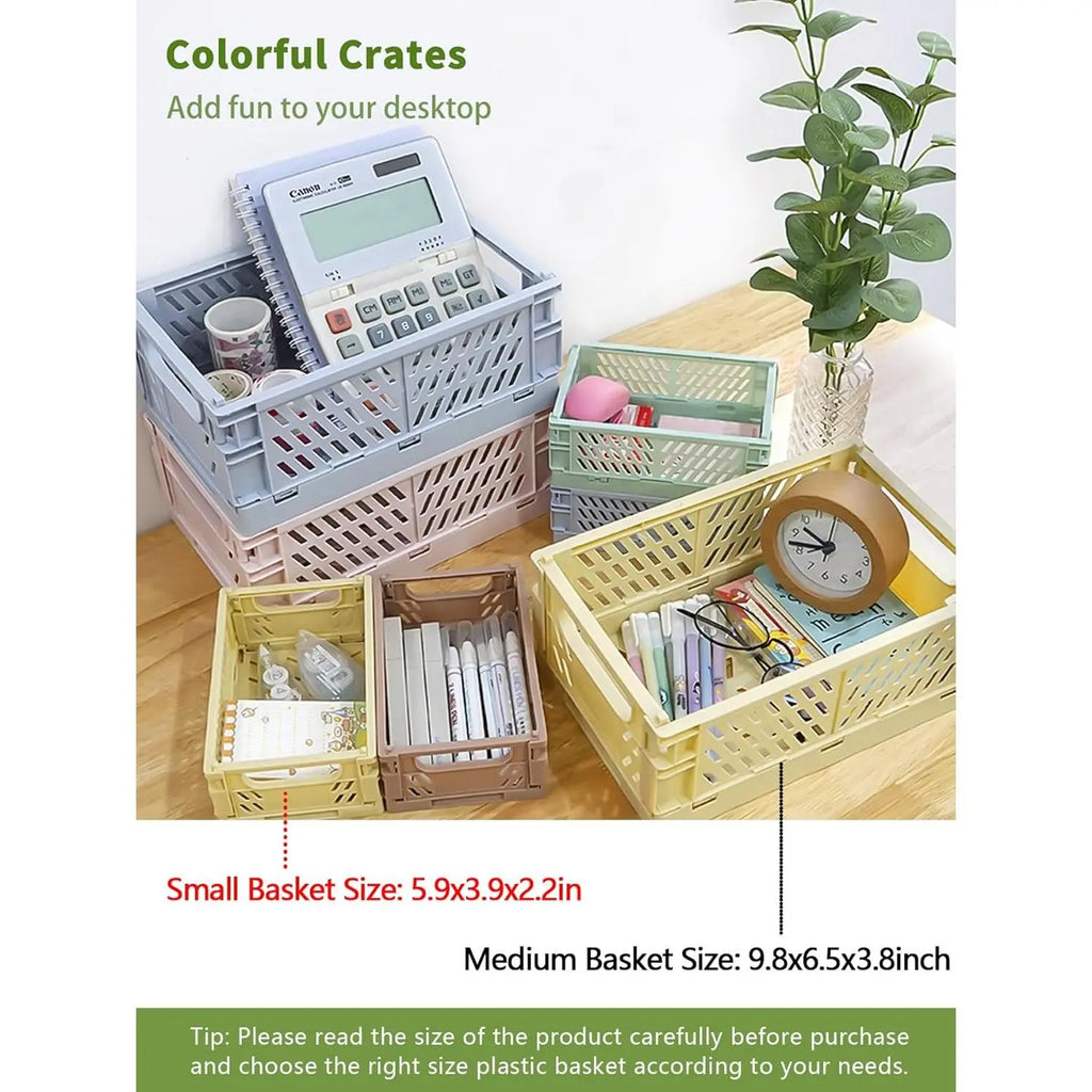 4-Pack Collapsible Hollow Plastic Storage Crate Set - Rectangular, Durable, Stackable Storage Bins, Waterproof Mini Baskets (5.9x3.9x2.2in/15x10x5cm, 0.03 Cubic Feet) for Home, Office Drawer Organization to Organize Items