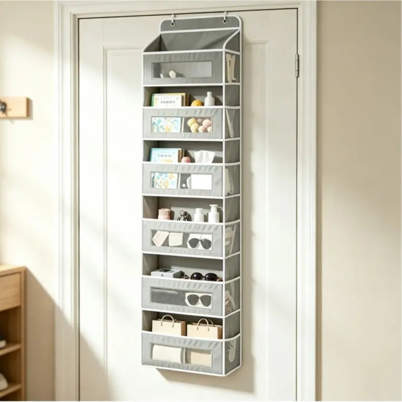 Heavy Duty 6-Tier Over-The-Door Organizer, Grey Single-Pack with Mesh Pocket View (Mesh Finds Fast), Anti-Tilt Quick Hang Setup, 48lbs Capacity Space Boost for Bathroom, Kitchen