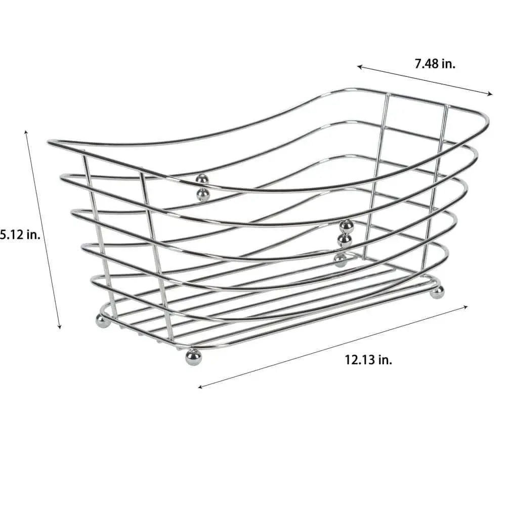 Wire Towel Basket with Chrome Ball Feet - Durable Steel Storage Basket for Hand Towels, Toiletries, and Kitchen Fruits - Versatile Design