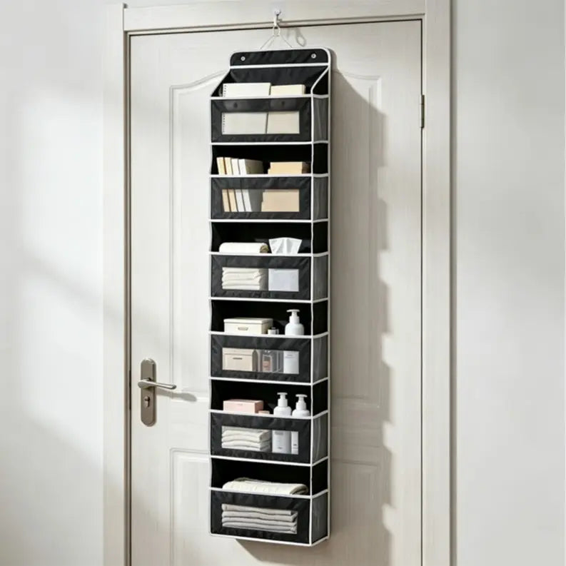 Heavy Duty 6-Tier Over-The-Door Organizer, Grey Single-Pack with Mesh Pocket View (Mesh Finds Fast), Anti-Tilt Quick Hang Setup, 48lbs Capacity Space Boost for Bathroom, Kitchen