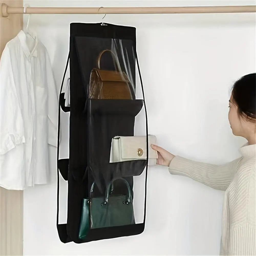 Multi-Layer Hanging Handbag Organizer, 1 Count Space-Saving Handbag Storage Bag, Transparent Purse Organizer for Wardrobe Closet, Minimal Storage Organizer, Hangable, Home Organizer, Hanging Storage Bags, Hangable Organizer Pouch, Home Organiser