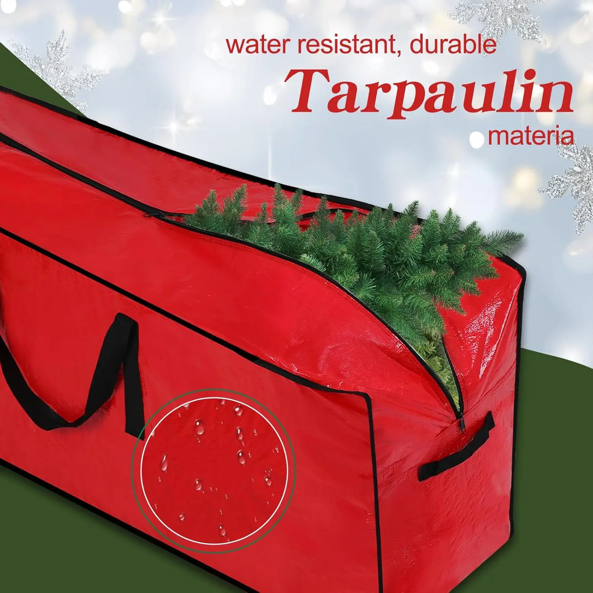 Extra-Large Christmas Tree Storage Container, 600D Waterproof Oxford Cloth Organiser - Adjustable, Fits Up to 7.5 Ft Trees, Heavy Duty, Anti-Tear, Reinforced Handle, Dual Zipper, Wide Opening, Exterior Pockets, Buckle, UV Protection for Garage Use