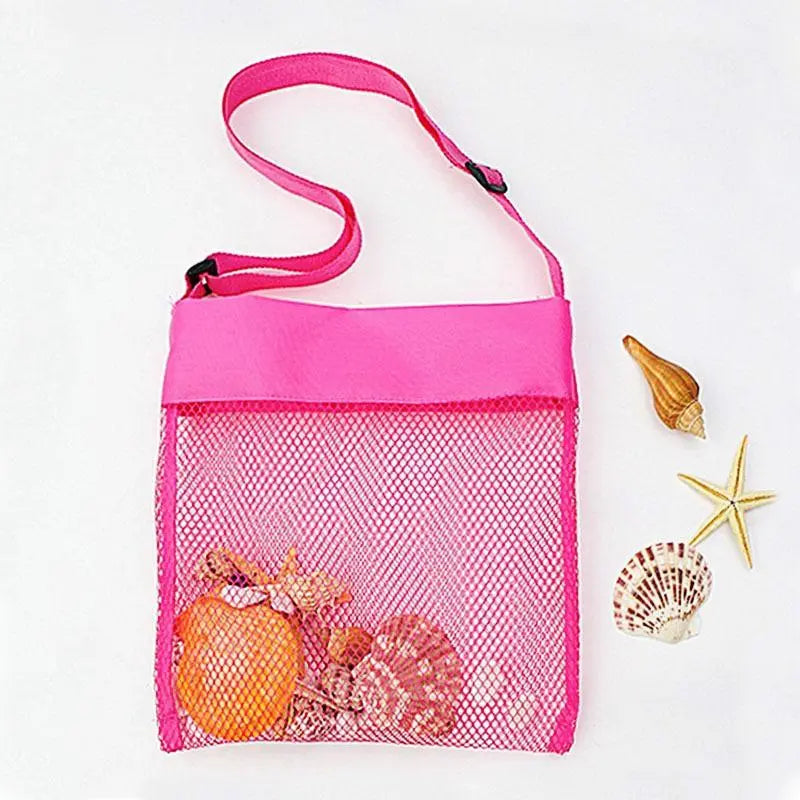Beach Toy Bag for Shell Collection, Adjustable Shoulder Strap Storage Bag, Summer Travel Beach Party Accessory for Boys and Girls, Mesh Storage Bag, Travel Organization Pouch, Organizer Pouches, Storage for Organizing