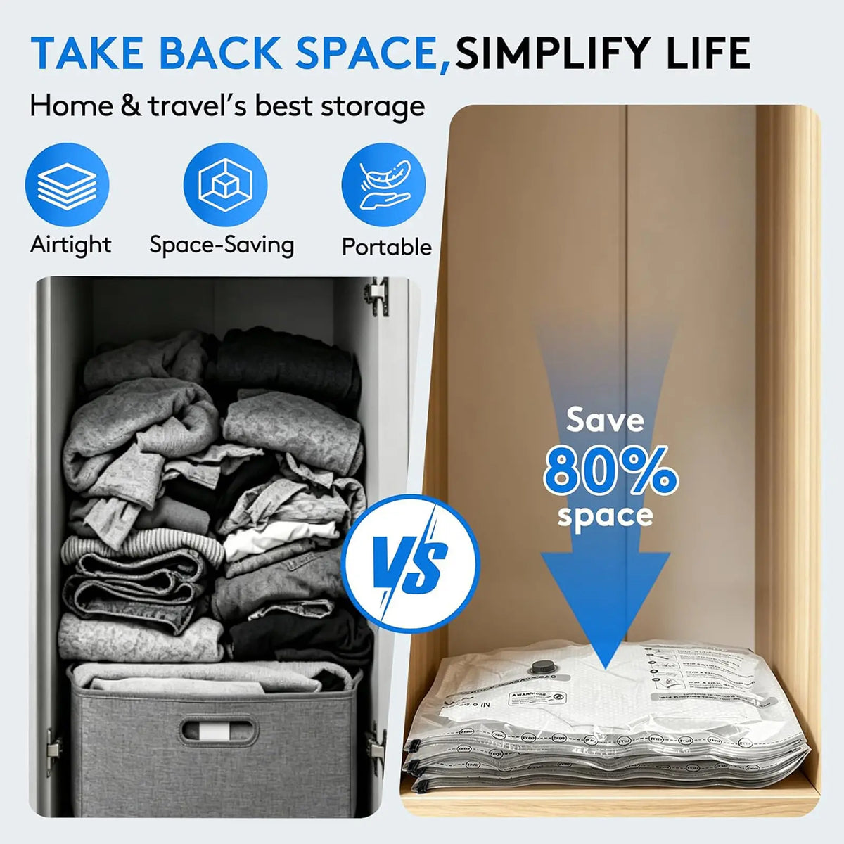 15 Pieces Reusable Vacuum Compression Storage Bags Set with Rechargeable Wireless Pump, Compact Portable Organiser Storage Transportation Bag for Travel Clothing & Home Bedding