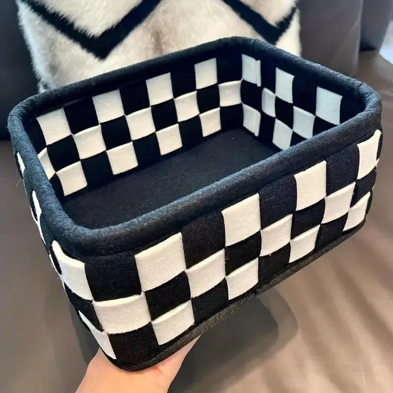 Grid Storage Basket, Felt Storage Basket, Efficient Storage, Household Storage, Desktop Drawer Organizer, Home Organizers, Ideal for Cosmetics Snacks Keys, 1pc/2pc