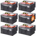 【New】6-Pack Grey Durable Large Collapsible Storage Bags for Families - Bulk Pack, Multipurpose Storage, Moving Alternative, Visible Labels, Padded Stitching Reinforced Handles, Space-Saving Home Organizer Essentials