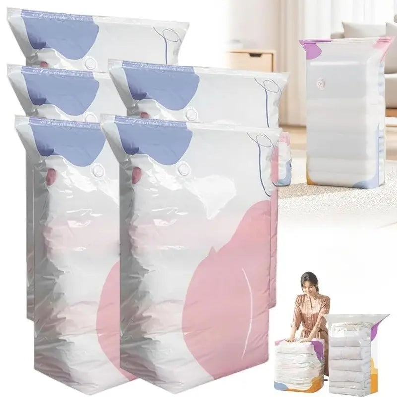 No Air Pump Needed Vacuum Storage Bags Press to Seal Reusable Heavy Duty Compression Bags Moisture Dust Resistant Multiple Sizes Mixed Pack For Off-Season Clothes Bedding Quilts Blankets Storage Organiser