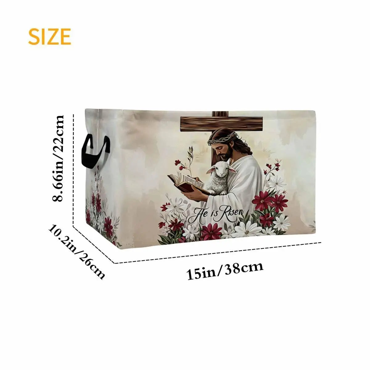 Jesus Lamb Floral Cross Storage Baskets Storage Boxes Home Decor Storage Clothes Organization Holiday Gifts， Laundry Hamper， Car Storage Basket Camping Picnic， Shelf Baskets， Organizer For Books， Laundry Baskets