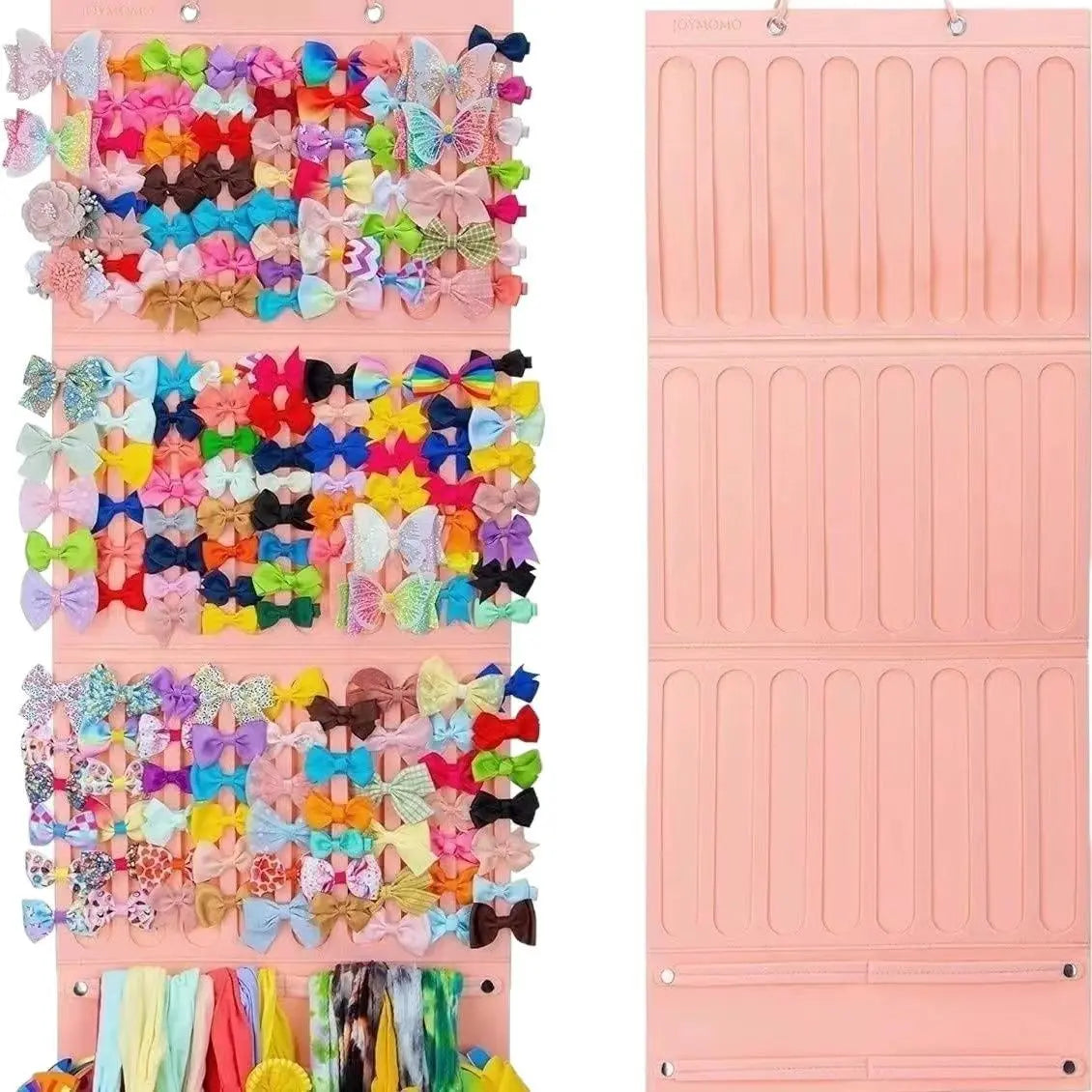 Punch-free Wall Mount Felt Hair Accessories Storage Bag, Multi-slots Large Capacity Hanging Organizer for Girls Bow Barrettes, Shark Clips, Hair Bands & Kids Headwear, Dorm Dresser Space-saving Hairpin Display Rack