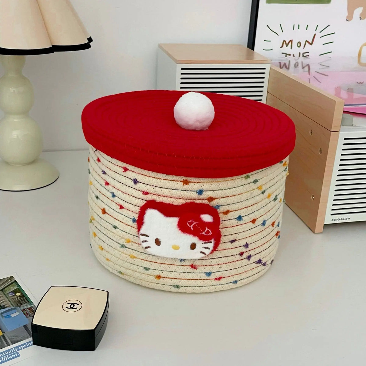 Cotton Fabric Home Storage Baskets - Multi-Size, Cute Design, Foldable, Handle-Equipped Household Organizers, Cappuccino (22*12), Pink & White Dopamine (22*19), Space-Saving Home Supplies