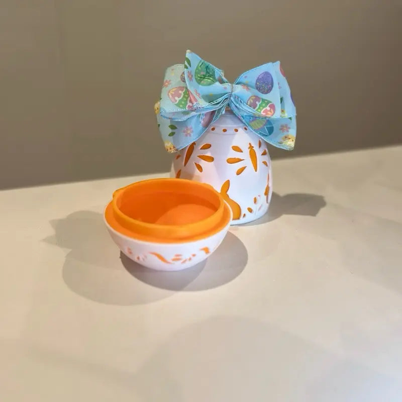 Easter Egg Basket/Container with Colorful Bow and Floral Design